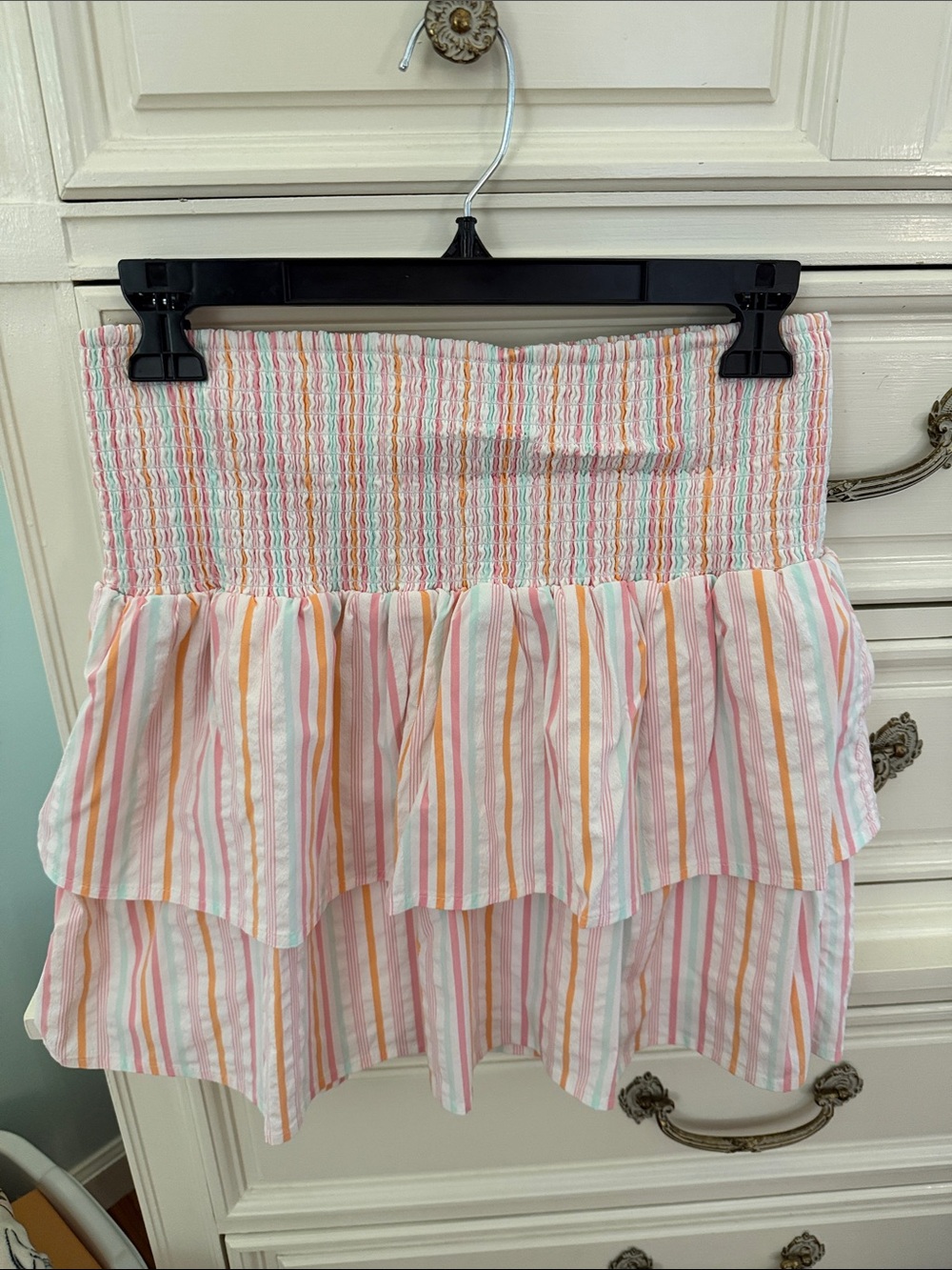 Vineyard Vines Pastel Striped Tiered Smocked Skirt